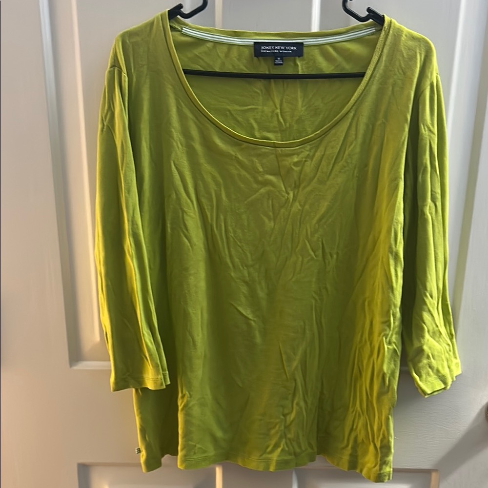 Jones New York Lime Green 3/4 Sleeve Relaxed Top